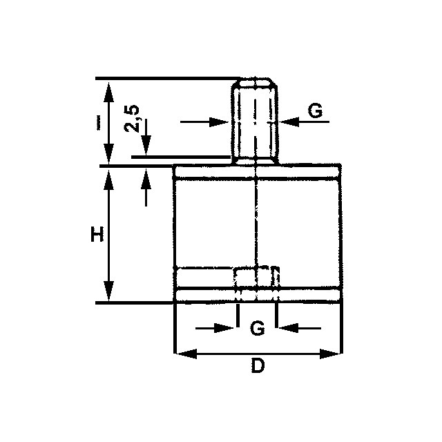 Plot Cylindrique Anti-vibratoire Male Femelle 40/28 M10 référence fournisseur 40176017